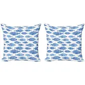 Abakuhaus Blauwe kussenhoezen – 2x40x40 cm – Dubbelzijdig digitaal bedrukt – rits