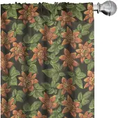 Abakuhaus Gordijnen – 2x75x245 cm – microvezel, donker taupe & groen
