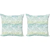 Abakuhaus Bloemenkussenhoes – 2x40x40 cm – Dubbelzijdig digitaal – Seafoam