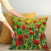 Abakuhaus Kussenhoes – Klaproosbloemen op gras – Dubbelzijdig 50x50