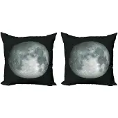 Abakuhaus Galaxie Kussenhoes – 2x40x40 cm – Dubbelzijdig bedrukt – Microvezel grijs/zwart