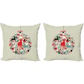 Abakuhaus Kussenhoezen Set 2x50x50 cm – Dubbelzijdige Print – Beige & Rood