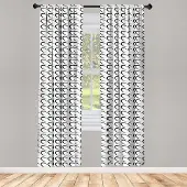 Abakuhaus – zwart-wit raamgordijnen – 2-paneelset 75x245 cm – halfschaduw, roedezak