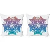 Abakuhaus Pentakel Kussenhoesenset – Kattenmandala – 40x40 cm – Meerkleurig