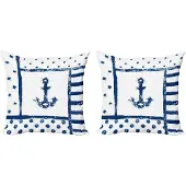 Abakuhaus Anker Kussenhoes Set – 2x 40x40 cm – Grunge Boat Navy – Dubbelzijdig bedrukt