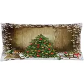 Abakuhaus – Pine Tree presenteert Kussenhoes 90x40 cm – Dubbelzijdig bedrukt, rits, bruin-groen