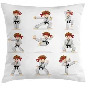 Abakuhaus Karate-kussenhoes – 50x50 cm – Beige/vermiljoen, dubbelzijdig bedrukt