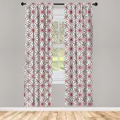 Abakuhaus Geometrische raamgordijnen – 2-panelen 75x175 cm – Rood/Zwart/Wit
