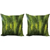 Abakuhaus Palme Kussenhoes Set – 2x45x45 cm – Dubbelzijdig – Groen