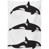 Abakuhaus Tafelkleed Orca zwart-wit 140x240 cm – Wasbaar