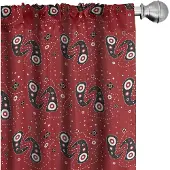 Abakuhaus 2-delige set voorhangen – gebloemd Ruby & wit, 75x245 cm