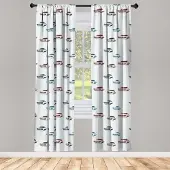 Abakuhaus Autogordijnen – 2-panelen 75x245 cm – Blauw/Bruin/Burgund