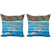 Abakuhaus Olympia Kussenhoezen Set – 2x 45x45 cm – Dubbelzijdig bedrukt – Rits