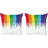 Abakuhaus Decoratiekussen – 45x45 cm – 2-pack – Regenboogkleurverloop