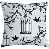 Abakuhaus Kussenhoes Vogelboom – Tweezijdig bedrukt 50x50 cm – Blauw/ Zwart
