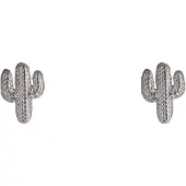 Go Dutch Label Oorknoppen Cactus Stud Zilverkleurig