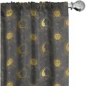 Abakuhaus Maansstralen Gordijnen – 2x75x175 cm – Microvezel – 6,5 cm Roedezak