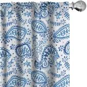 Abakuhaus Paisley gordijnen – 2x75x245 cm – microvezel blauw/wit
