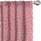 Abakuhaus Landhuisgordijnset 2x75x225 cm – microvezel, turkoois/roze/wit