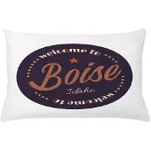 Abakuhaus Idaho Kussenhoes – Boise-stad-logo – Dubbelzijdig bedrukt – 65x40 cm – Donkerpaars/Wit/Gember
