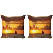 Abakuhaus Zeilboot Kussenhoes Set – 2x40x40 cm – Dubbelzijdig – Marigold