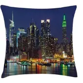 Abakuhaus Kussenhoes – NYC Midtown Skyline – 40x40 cm – Koningsblauw