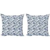 Abakuhaus Tropisch Kussenhoes Set – 2x60x60 cm – Dubbelzijdig bedrukt – Nachtblauw