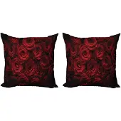 Abakuhaus Kussenhoes Set 50x50 cm – Dubbelzijdig bedrukt – Rood/Zwart