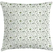 Abakuhaus Botanische Kussenhoes – Decoratief 40x40 cm – Tweezijdig bedrukt Pauw-Groen-Wit