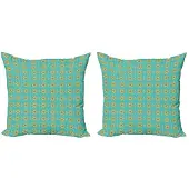 Abakuhaus Geel-Turkoois Kussenhoesenset – Tile – Dubbelzijdig 45x45 cm