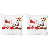 Abakuhaus Kussenhoezen Set – 2x50x50 cm – Dubbelzijdig bedrukt – Mikrofaser Vermiljoen Wit