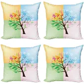 Abakuhaus Boom Kussenhoes Set – 4x40x40 cm – Dubbelzijdig bedrukt – Veelkleurig