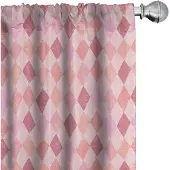Abakuhaus Roze Gordijnen – Harlekijn-Diamant Patroon – 2x75x225 cm – Meerkleurig