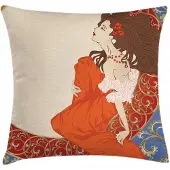 Abakuhaus Art Nouveau Kussenhoes – 60x60 cm – Dubbelzijdig bedrukt, Rits, rood-oranje