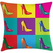 Abakuhaus Hoge Hakken Kussenhoes – Omkeerbaar bedrukt – 40×40 cm – geel-groen-blauw