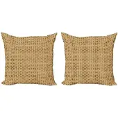 Abakuhaus Kussenhoes – 2x50x50 cm – Dubbelzijdig – Beige/Karamell