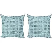 Abakuhaus Kussenhoes Set – 2x45x45 cm – Dubbelzijdig bedrukt – Rits – Turkoois