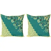 Abakuhaus Abstracte decoratieve kussenhoes – 45x45 cm – jadegroen en wit