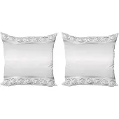 Abakuhaus Retro Kussensloopset (2 stuks), Klassiek Bruidsbloemenmotief, 60 cm, Wit en Grijs