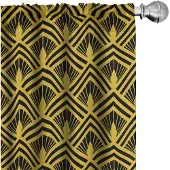 Abakuhaus Abstrakt Voorhangen – 2x75x175 cm – Microvezel – Geel/Antraciet