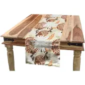 Abakuhaus Bloemen-tafelrunner – 40x180 cm – Polyester, donkeroranje & lichtgroen