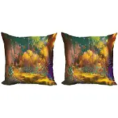 Abakuhaus Bos Kussenhoezen-Set – 2x45x45 cm – Dubbelzijdig bedrukt – Meerkleurig