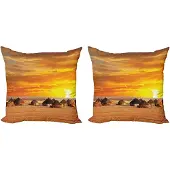 Abakuhaus Afrikaanse kussenhoes set (2 stuks), liggend, 45 cm, oranje
