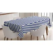 Abakuhaus Geometrische Tafelkleed – Driehoek & Strepen – 140x200 cm – Donkerblauw/Wit