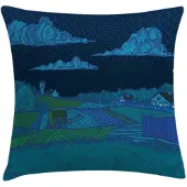Abakuhaus Scenic Zomerse Kussenhoes – Dubbelzijdig Bedrukt 40x40 cm – Blauw Teal