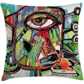 Abakuhaus kussenhoes 40x40 cm – retro-doodle-vogels, dubbelzijdig, rits