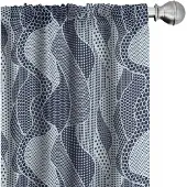 Abakuhaus Abstracte gordijnen – Golven en cirkels – 2x75x225 cm – Donkerblauw/Babyblauw
