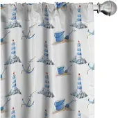 Abakuhaus Vuurtoren gordijnen – 2x75x225 cm – microvezel – blauw/wit