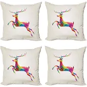 Abakuhaus Kussenhoes Set – 4x 45x45 cm – Veelkleurig Fractal Hert