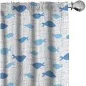 Abakuhaus – Geometrische gaasgordijnen – 2-delige set 75x175 cm – Blauw/Lichtblauw/Wit